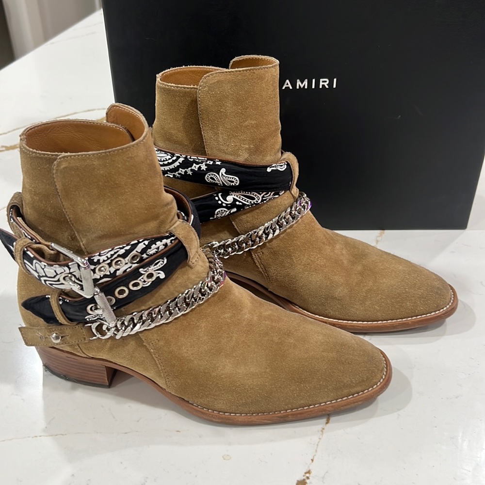 Amiri men bandana suede tan Chelsea boots size 9 (eu 42)